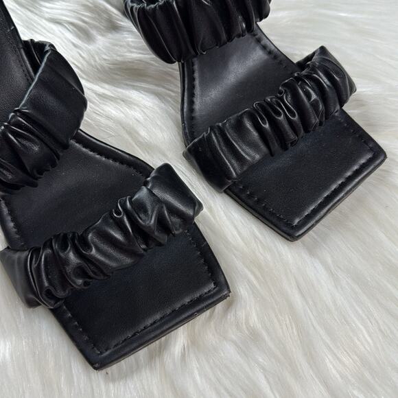 ASOS Black Harling Square Toe Ruched Toe Mid Heel Mules - Picture 4 of 10